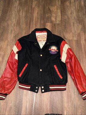 Vintage Louisville Slugger Leather Wool Varsity Jacket Baseball Letterman XL